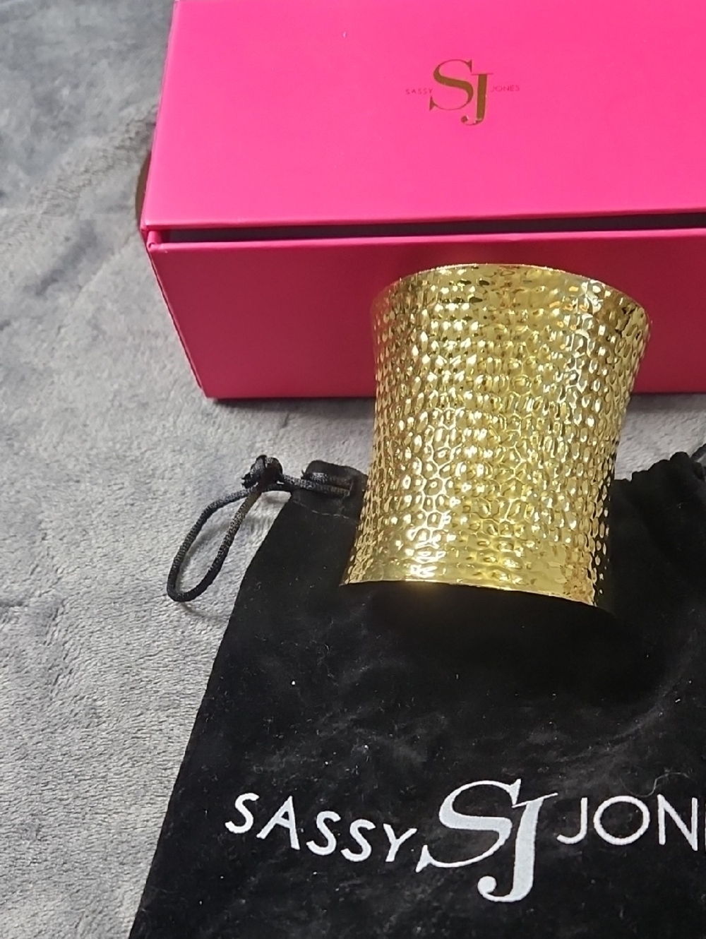 Sassy Jones Gold Hammered Cuff Bracelet